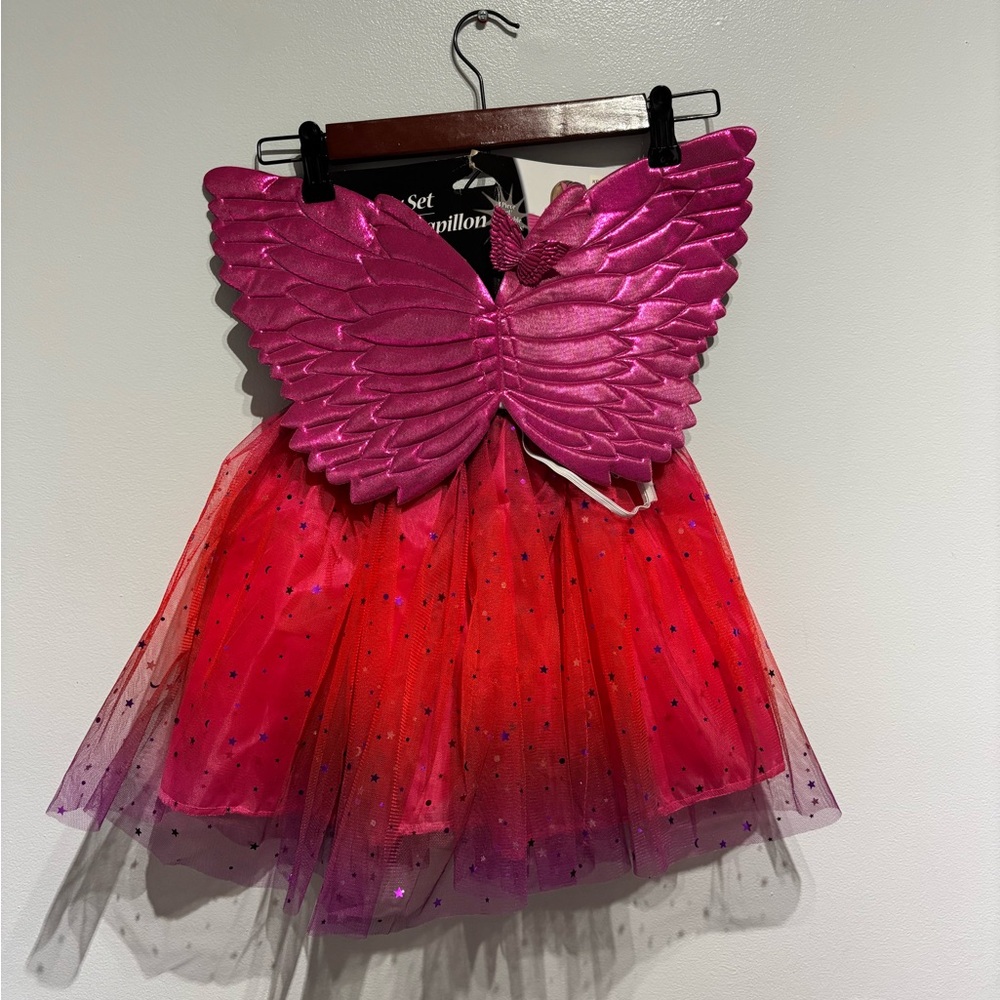 Pink and Red Butterfly Dress with Wings